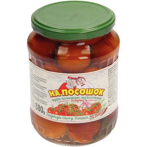 Ingelegde cherrytomaten "Na pososchok", pittig.