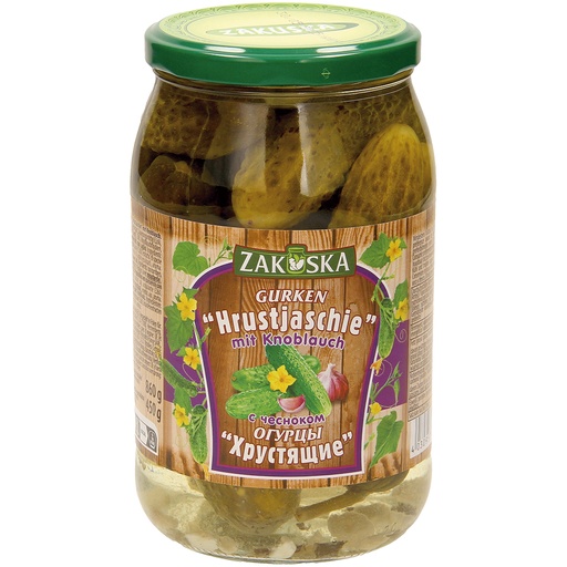 Ingelegde komkommers "Hrustjaschie" met knoflook