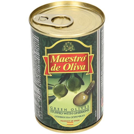 Groene olijven gevuld met cornichons "Maestro de Oliva"