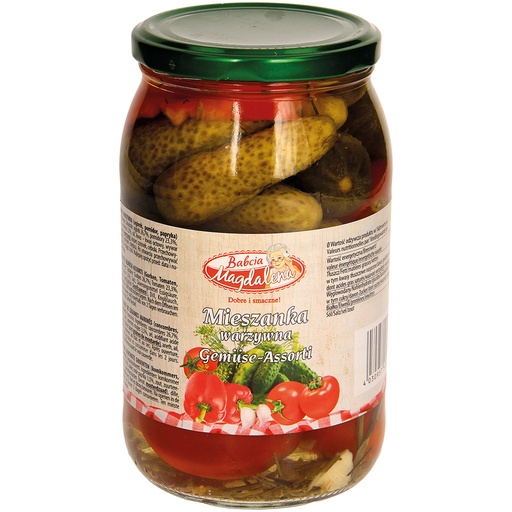 Маринованное овощное ассорти (огурцы, помидоры, перец). Паст