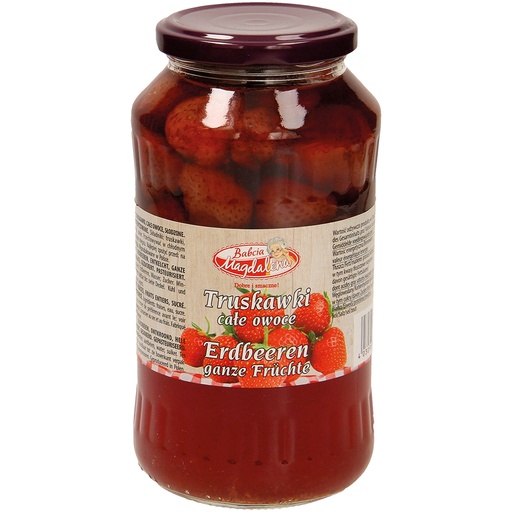 Aardbeien, ontkekt, hele vruchten, gezoet. Gepasteuriseerd