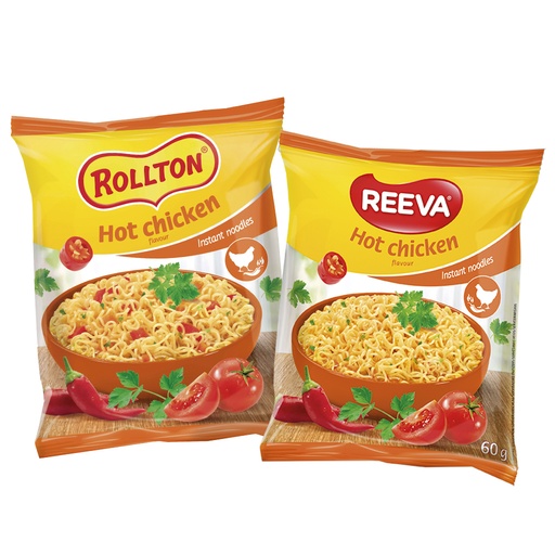 "Reeva" Вермишель быстрого приготовления со вкусом острой курицы.