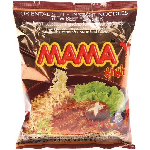 Instantnoedelsoep met gestoofd rundvlees smaak