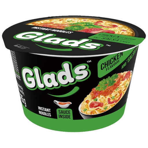 Instantnoedelgerecht met kip-smaak en pittige saus naar sals