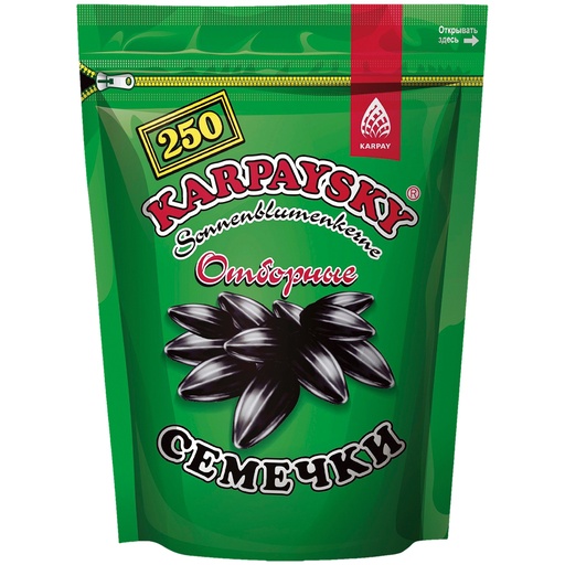 Geroosterde zwarte zonnebloempitten met schil "Karpaysky"