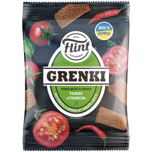 Rogge-wheat gebakken broodhapjes met "Tomaat pittig"-smaak.
