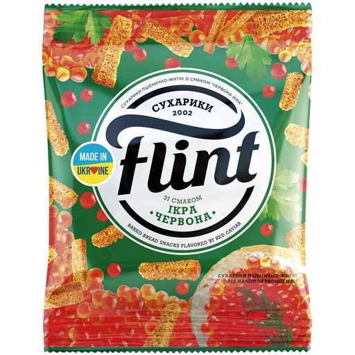 "Flint" - сухарики из пшеничного хлеба со вкусом икры