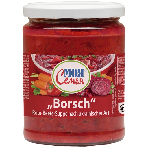 "MOJA SEMJA" Bietensoep "Borsjtj" naar Oekraïense stijl