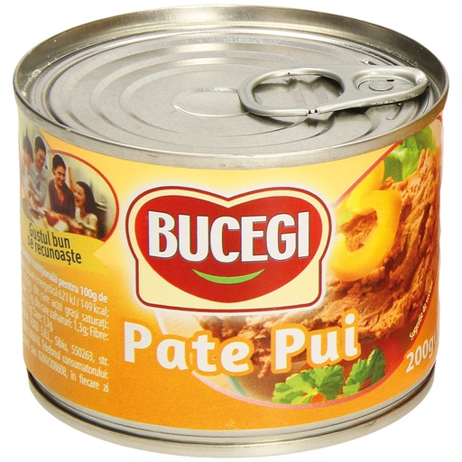 Broodbeleg met kippenlever en soja-eiwit. Gesteriliseerd.