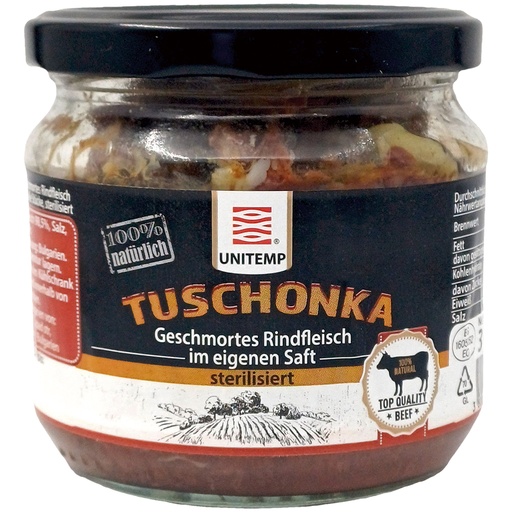 Tuschonka - gestoofd rundvlees in eigen sap, grote stukken,