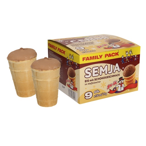 IJs met chocoladesmaak in een wafelbekertje "Semja"