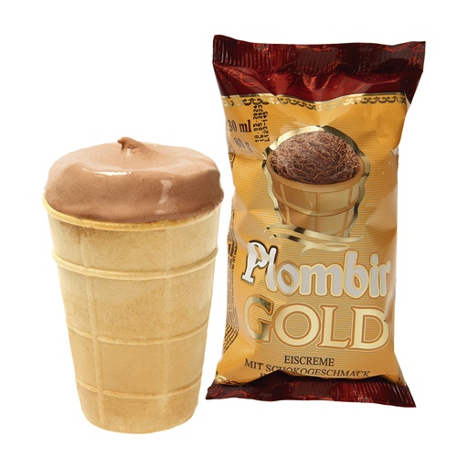 IJs met chocoladesmaak in een wafelbekertje.