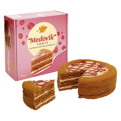 Торт "Медовик" с малиновым джемом, замороженный