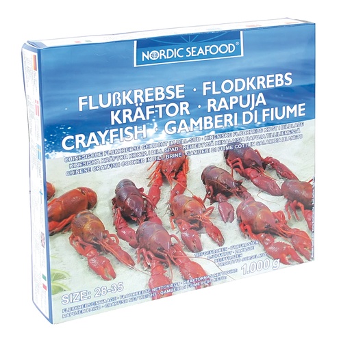 Louisiana rivierkreeften (Procambarus clarkii) gekookt in di