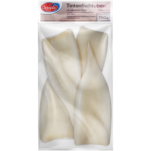 Product uit inktvisbuizen (Dosidicus gigas), met toegevoegd drinkwater, geglazuurd en diepgevroren