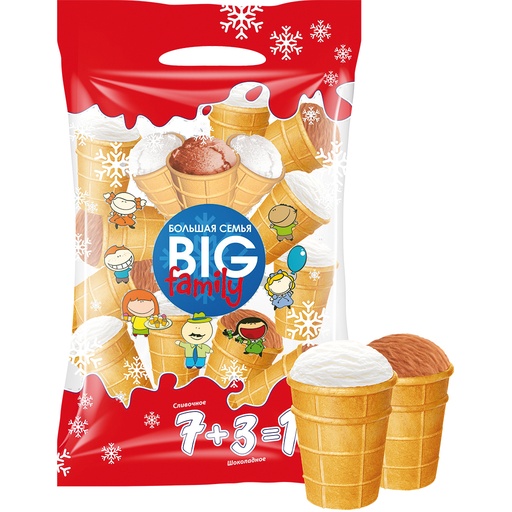 IJs "Big Family" (Vanillesmaak 7 x 120 ml en chocolade 3 x 1