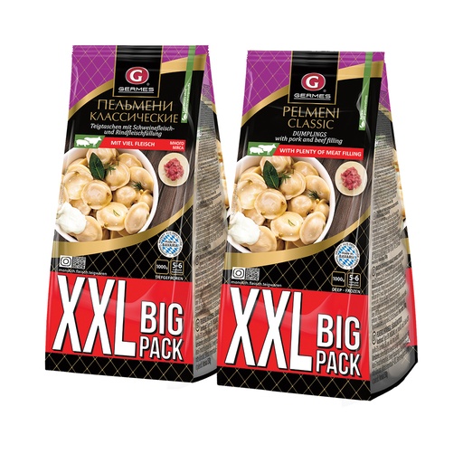 Пельмени "Сибирские XXL" из свинины и говядины, продукт глуб