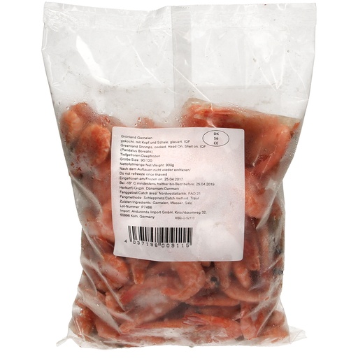 Groenlandse garnaal (Pandalus borealis) gekookt, met hoofd e