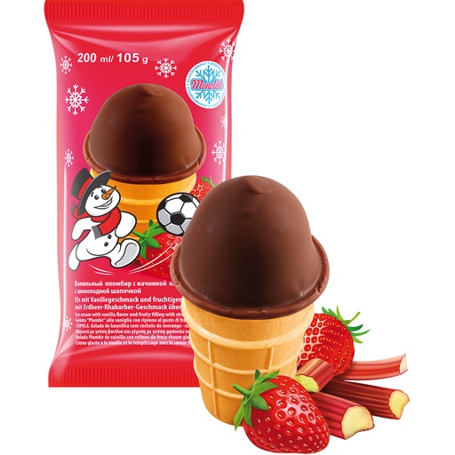 Ванильный пломбир с начинкой клубники – ревень с шоколадно