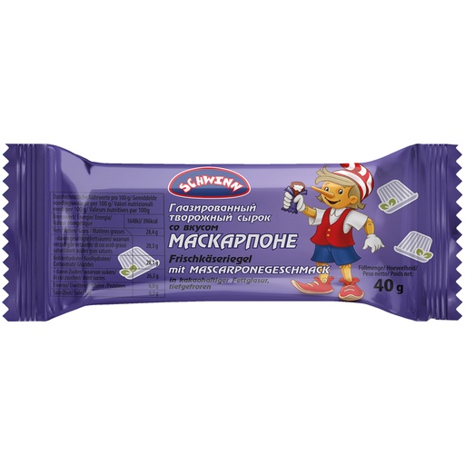 Verse kaasreep met mascarpone smaak in chocolade-achtige vet