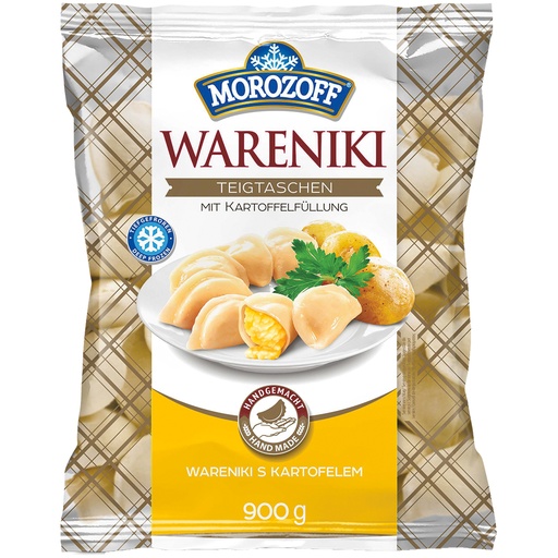 Deegwaren "Wareniki" handgemaakt met aardappelfilling, diepg