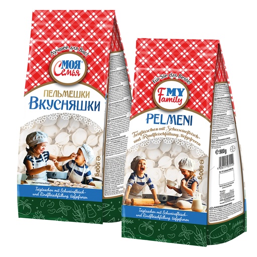 Deegwaren met varkensvlees- en rundvleesvulling, diepgevrore