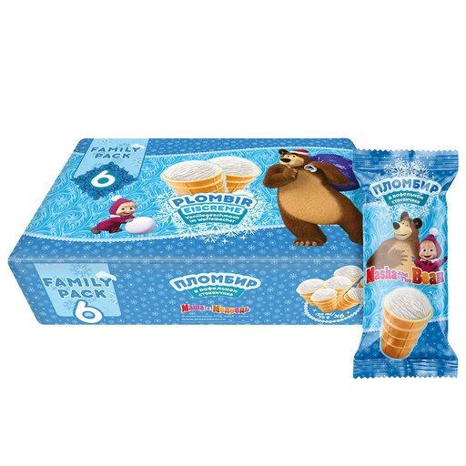 Ванильное мороженое "Пломбир", в вафельном стаканчике 6x130м