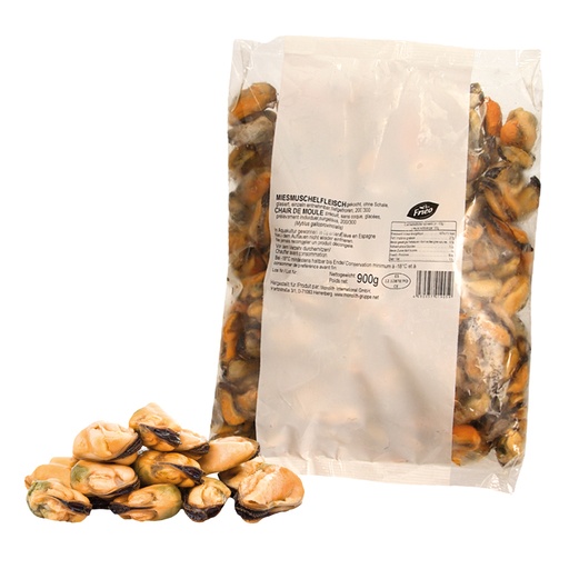 Mosselvlees, gekookt, zonder schelp, geglazuurd