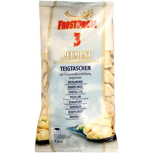 Пельмени с начинкой из свинины "FrostProm3", замороженные.