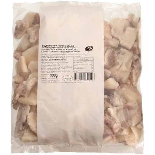 Кольца с кожей и щупальца патагонского кальмара, глазирован