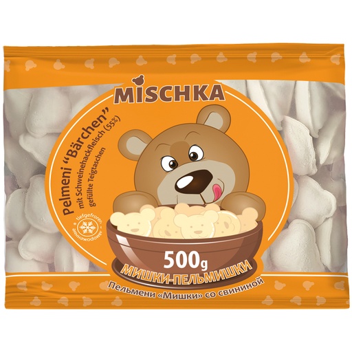 Pelmeni "Bärchen" - met varkensgehakt (55%) gevulde deegware