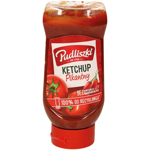 Pittige tomatenketchup. Gepasteuriseerd product.