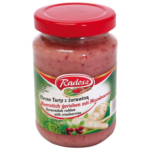 Geraspte mierikswortel, met veenbessen "Chrzan tarty z zuraw