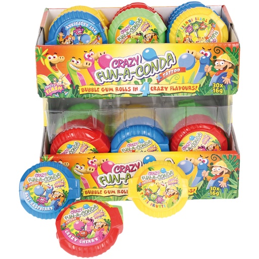 Kauwgomrol "Crazy Fun-a-Conda" met tattoo