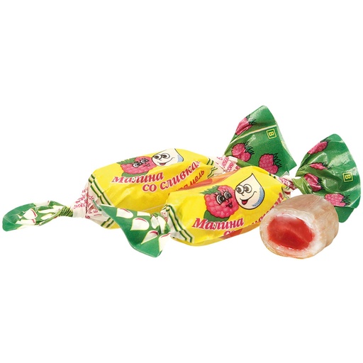 Карамель "Малина со сливками" с 22% начинки с Малино-сливочн
