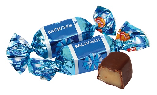 Конфеты "Васильки" с молочным вкусом в какаосодержащей глазу
