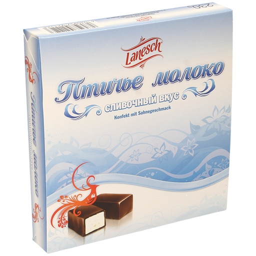 Snoep van schuimsuiker "Ptitschje Moloko" met roomsmaken omhuld met chocolade