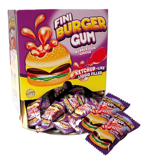 Vloeibaar gevulde kauwgummi hamburger