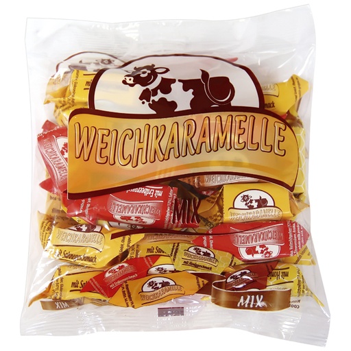 Ассорти мягкой карамели со вкусами сливок, клубники, какао и