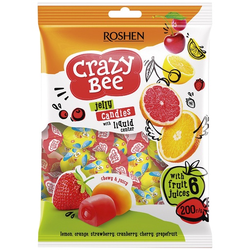 "Crazy Bee Fruity" Geleekonfekt-mengsel met vulling (12%)