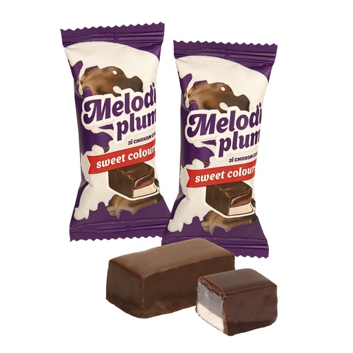 Конфеты с желейно-сбивным корпусом со вкусом сливы в какаосо