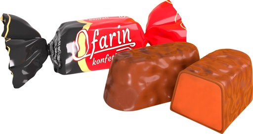 Snoepjes "Ofarin" in cacaoboter-glasuur 15%.