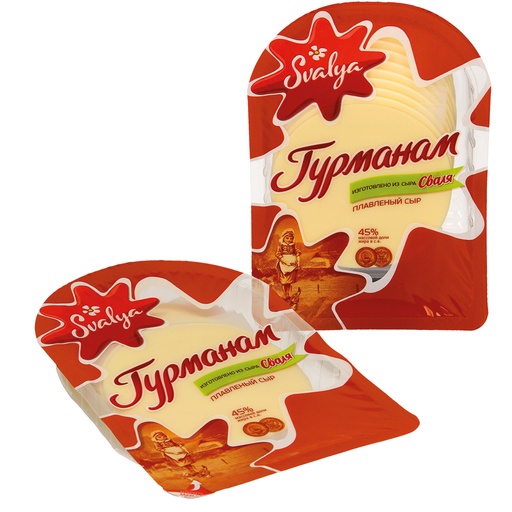 Плавленый сыр 45% жира в сухом веществе нарезанный кусочками