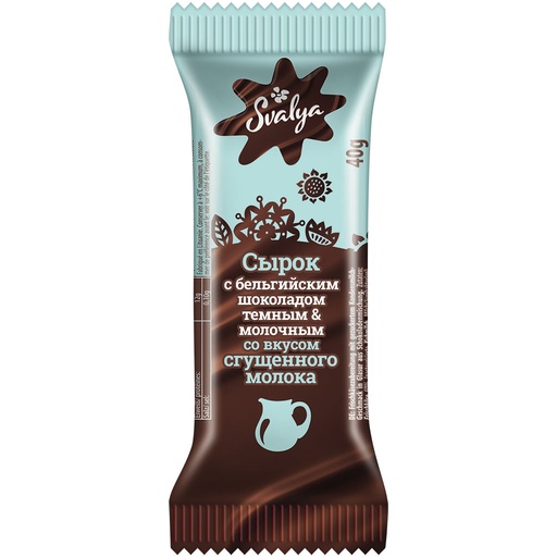 Frischkaasbereiding met gezoete gecondenseerde melk-smaak omhuld met chocolade
