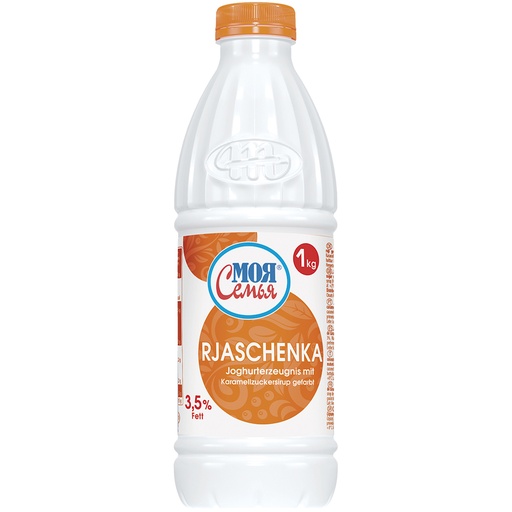 Yoghurtproduct met karamel-suikersiroop "Rjaschenka" gekleurd, 3,5% vet in melkdeel