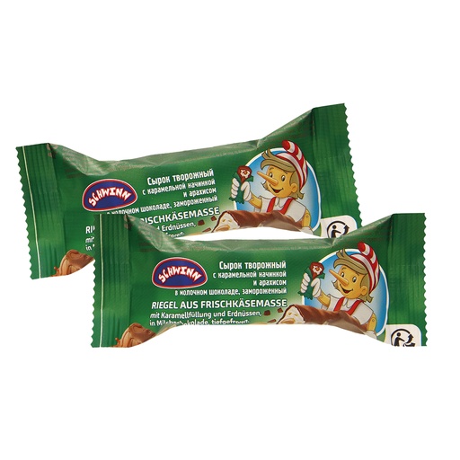 Сырок творожный с карамельной начинкой и арахисом, в молочно