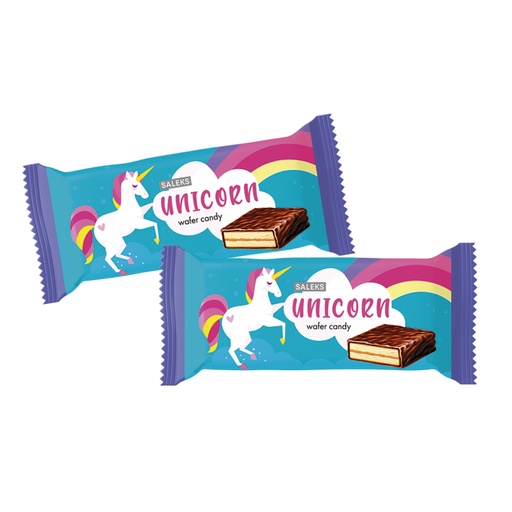 Gevulde wafeltjes "Unicorn" met melksmaak, in cacao-achtige