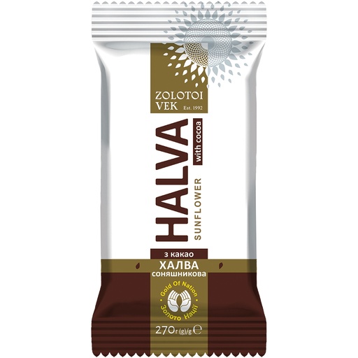 Zonnebloemhalva met cacao.