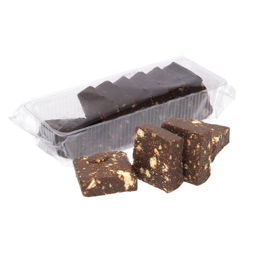 Рахат-лукум, с какао, изюмом и дроблёным печеньем.