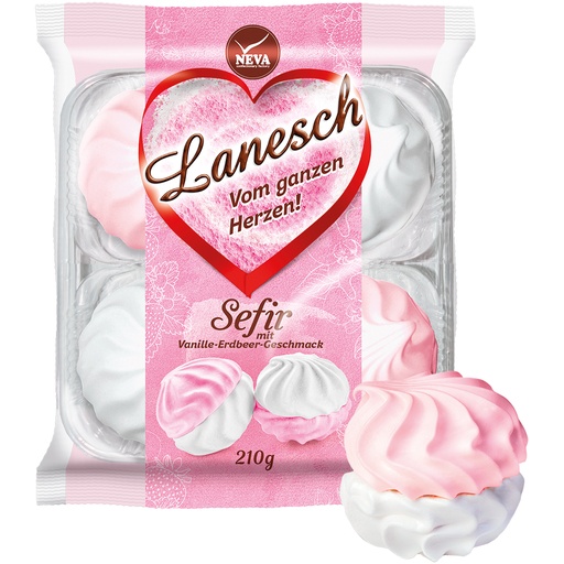 Schaum suikerwaren "Lanesch" met vanille-aardbeismaak